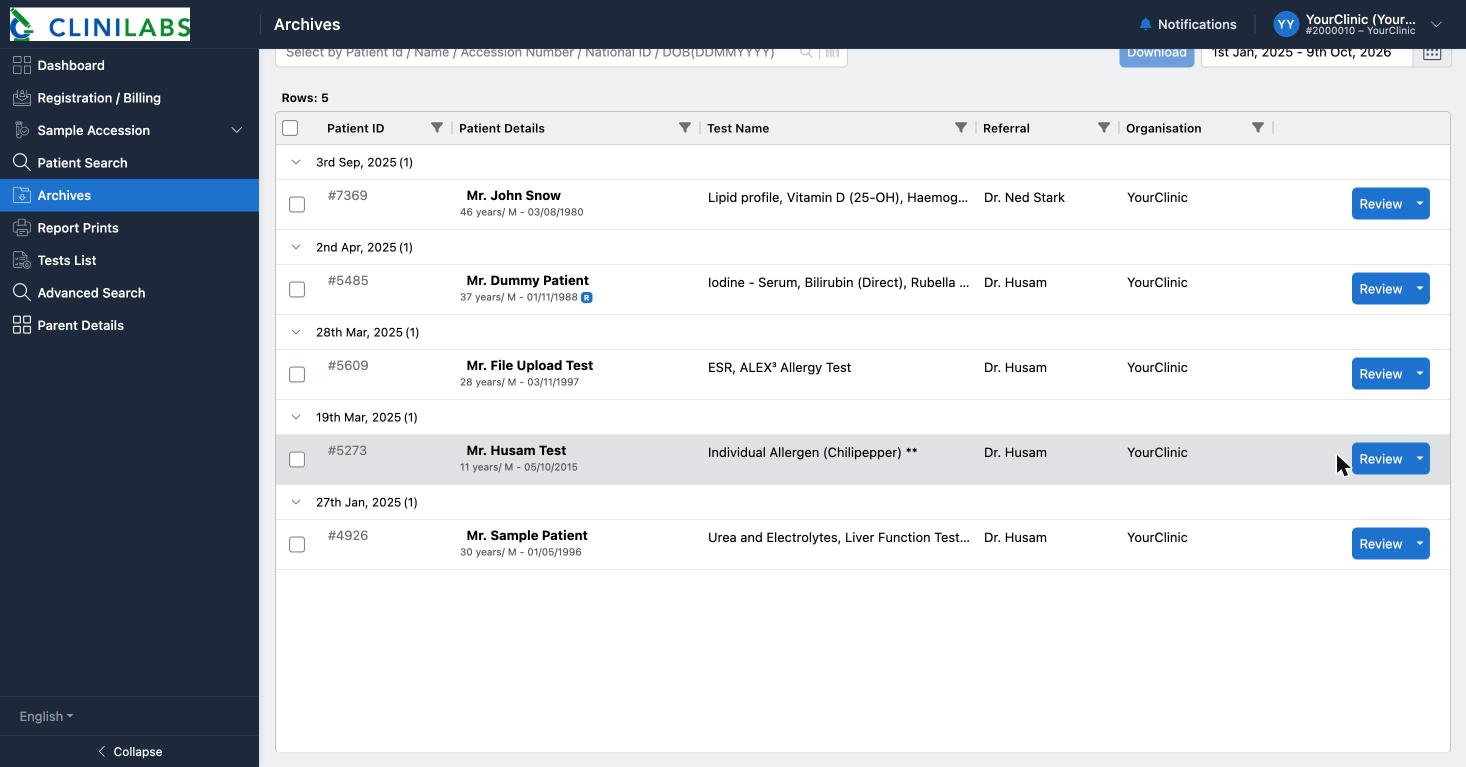 Archives: completed reports by date